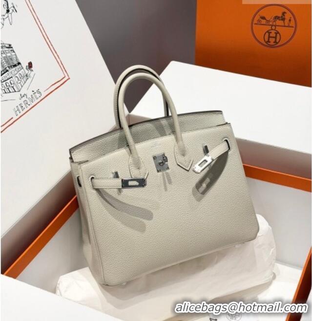 Luxury Cheap Hermes Birkin Bag 25cm in Togo Leather 0414 8L Beton White 2026