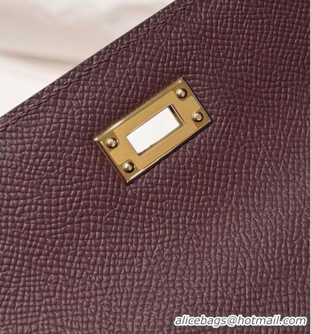 Luxury Cheap Hermes Kelly Epsom Bag 25cm in Cow Leather H0414 Saddle Red 2026 (Half Handmade)