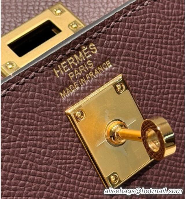 Luxury Cheap Hermes Kelly Epsom Bag 25cm in Cow Leather H0414 Saddle Red 2026 (Half Handmade)