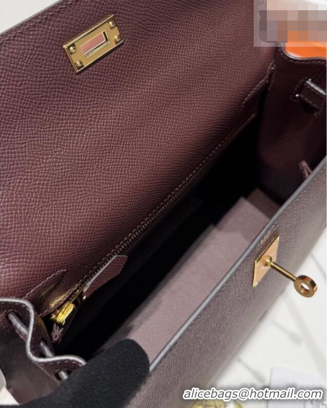Luxury Cheap Hermes Kelly Epsom Bag 25cm in Cow Leather H0414 Saddle Red 2026 (Half Handmade)
