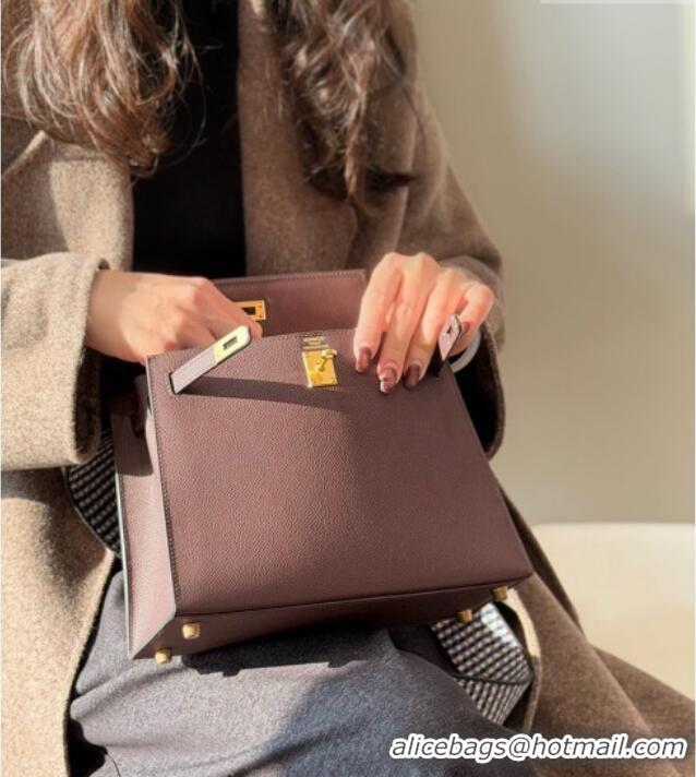Luxury Cheap Hermes Kelly Epsom Bag 25cm in Cow Leather H0414 Saddle Red 2026 (Half Handmade)
