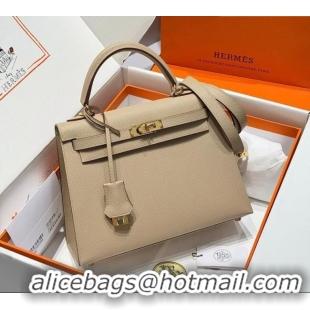 Cheapest Hermes Kelly Epsom Bag 25cm in Cow Leather H0414 S2 Trench Grey 2026 (Half Handmade)