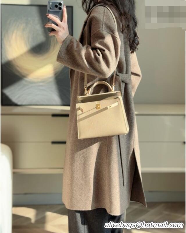 Cheapest Hermes Kelly Epsom Bag 25cm in Cow Leather H0414 S2 Trench Grey 2026 (Half Handmade)
