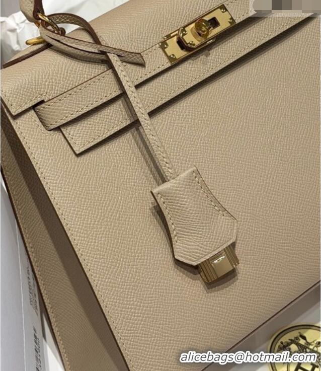 Cheapest Hermes Kelly Epsom Bag 25cm in Cow Leather H0414 S2 Trench Grey 2026 (Half Handmade)