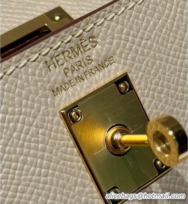 Cheapest Hermes Kelly Epsom Bag 25cm in Cow Leather H0414 S2 Trench Grey 2026 (Half Handmade)