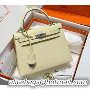 Original Cheap Hermes Kelly Epsom Bag 25cm in Cow Leather H0414 18 Jaune Milton Yellow 2026 (Half Handmade)