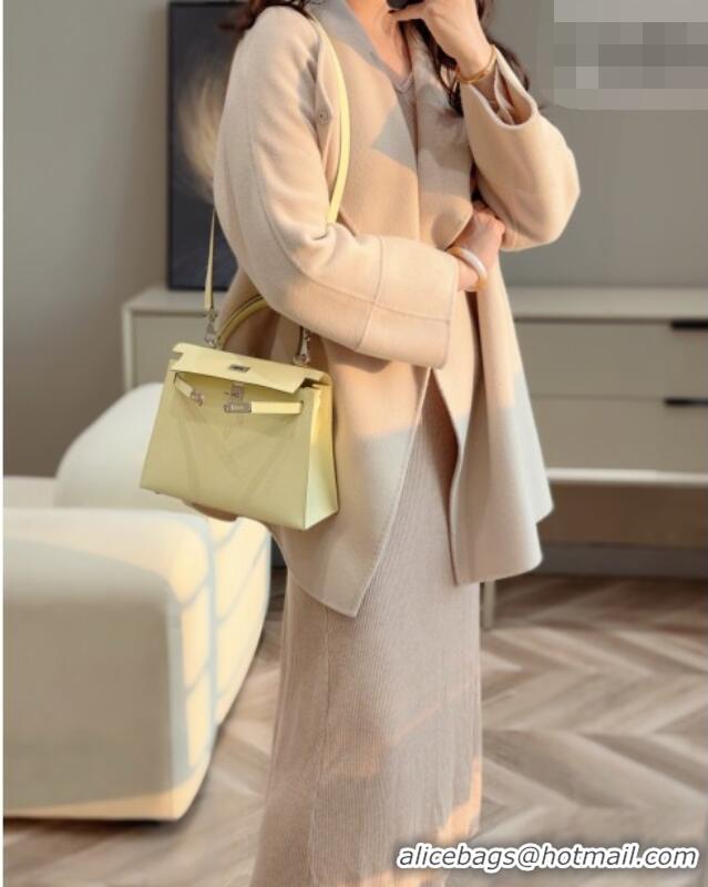 Original Cheap Hermes Kelly Epsom Bag 25cm in Cow Leather H0414 18 Jaune Milton Yellow 2026 (Half Handmade)