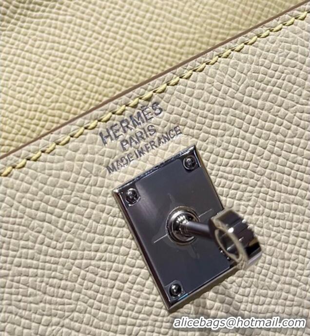 Original Cheap Hermes Kelly Epsom Bag 25cm in Cow Leather H0414 18 Jaune Milton Yellow 2026 (Half Handmade)
