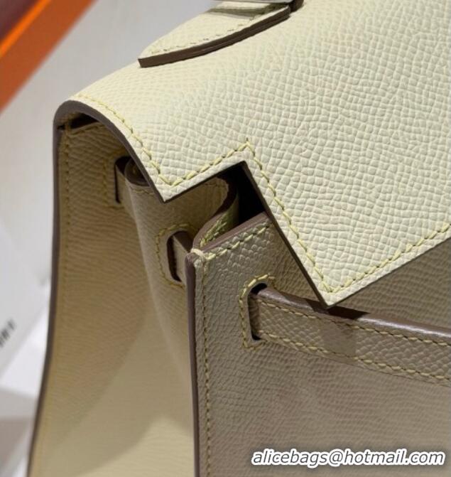 Original Cheap Hermes Kelly Epsom Bag 25cm in Cow Leather H0414 18 Jaune Milton Yellow 2026 (Half Handmade)