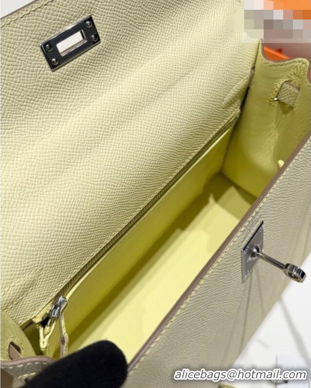 Original Cheap Hermes Kelly Epsom Bag 25cm in Cow Leather H0414 18 Jaune Milton Yellow 2026 (Half Handmade)