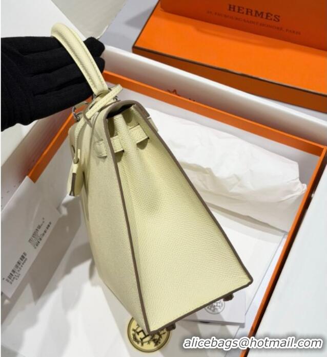 Original Cheap Hermes Kelly Epsom Bag 25cm in Cow Leather H0414 18 Jaune Milton Yellow 2026 (Half Handmade)