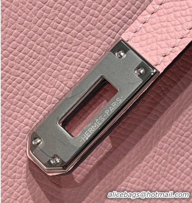 Classic Cheap Hermes Kelly Epsom Bag 25cm in Cow Leather H0414 3Q Rouse Sakura Pink 2026 (Half Handmade)