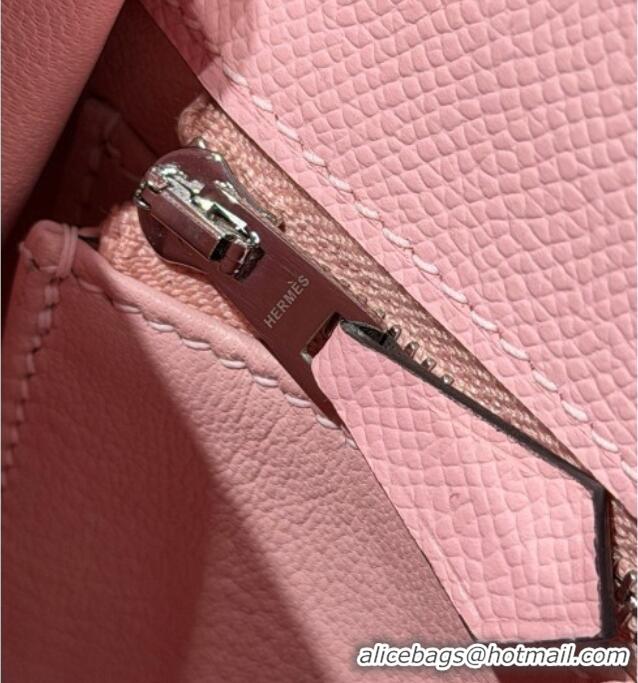 Classic Cheap Hermes Kelly Epsom Bag 25cm in Cow Leather H0414 3Q Rouse Sakura Pink 2026 (Half Handmade)
