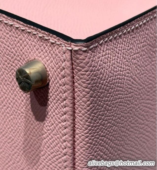 Classic Cheap Hermes Kelly Epsom Bag 25cm in Cow Leather H0414 3Q Rouse Sakura Pink 2026 (Half Handmade)