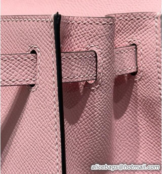 Classic Cheap Hermes Kelly Epsom Bag 25cm in Cow Leather H0414 3Q Rouse Sakura Pink 2026 (Half Handmade)