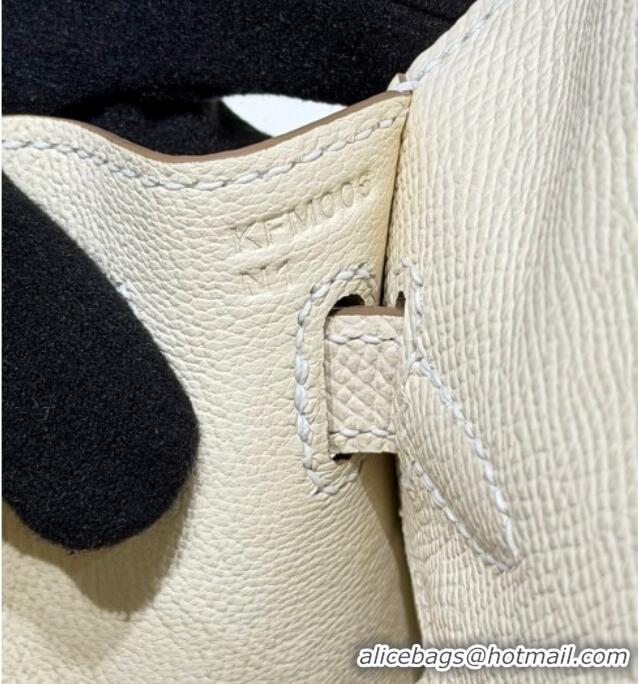 Modern Cheap Hermes Kelly Epsom Bag 25cm in Cow Leather H0414 Milk Shake White/Gold 2026 (Half Handmade)