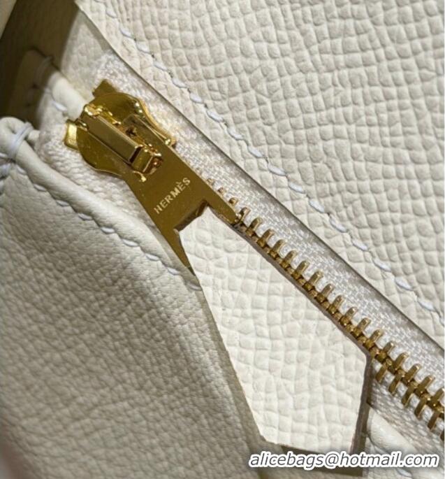 Modern Cheap Hermes Kelly Epsom Bag 25cm in Cow Leather H0414 Milk Shake White/Gold 2026 (Half Handmade)
