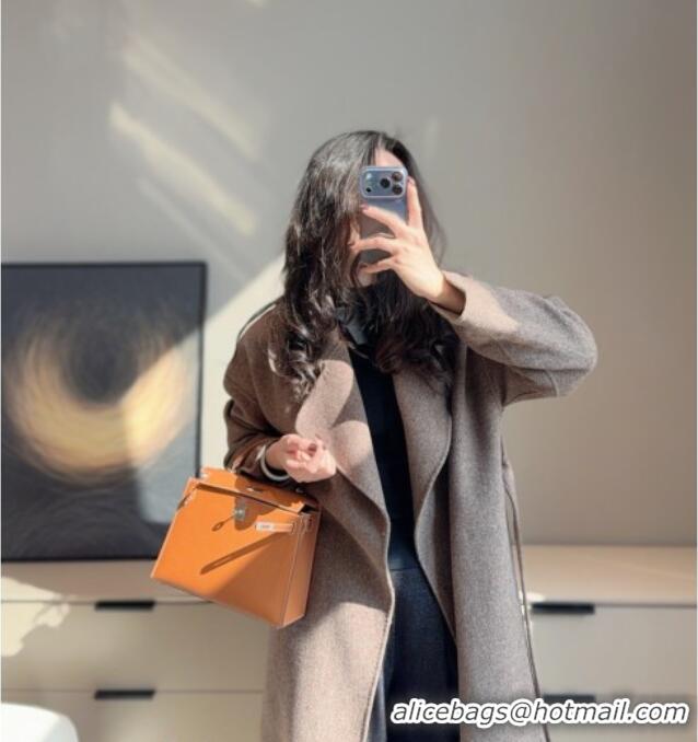 New Fashion Hermes Kelly Epsom Bag 25cm in Cow Leather H0414 Brown/Silver 2026 (Half Handmade)