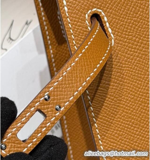New Fashion Hermes Kelly Epsom Bag 25cm in Cow Leather H0414 Brown/Silver 2026 (Half Handmade)