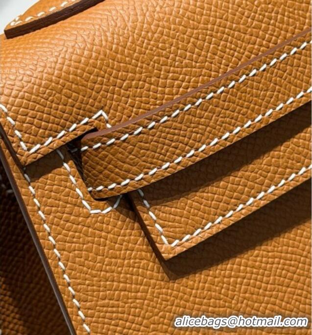 New Fashion Hermes Kelly Epsom Bag 25cm in Cow Leather H0414 Brown/Silver 2026 (Half Handmade)