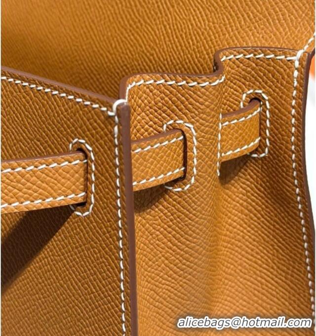 New Fashion Hermes Kelly Epsom Bag 25cm in Cow Leather H0414 Brown/Silver 2026 (Half Handmade)
