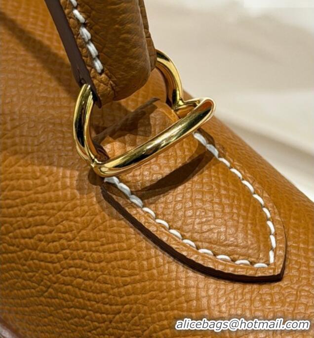 Grade Design Hermes Kelly Epsom Bag 25cm in Cow Leather H0414 Brown/Gold 2026 (Half Handmade)