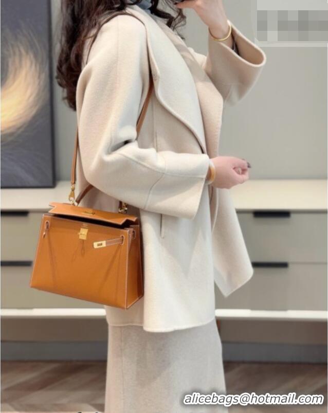 Grade Design Hermes Kelly Epsom Bag 25cm in Cow Leather H0414 Brown/Gold 2026 (Half Handmade)