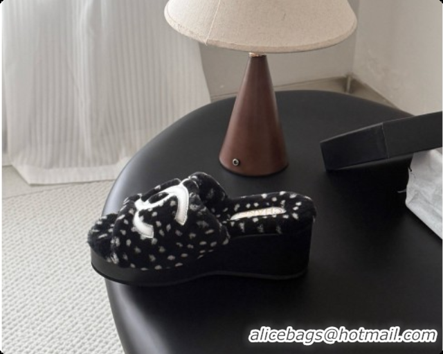 Shop Cheap Chanel Fluffy Wedge Sandals CH091004 Black 2026
