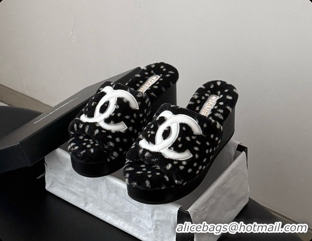 Shop Cheap Chanel Fluffy Wedge Sandals CH091004 Black 2026