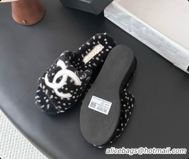 Shop Cheap Chanel Fluffy Wedge Sandals CH091004 Black 2026