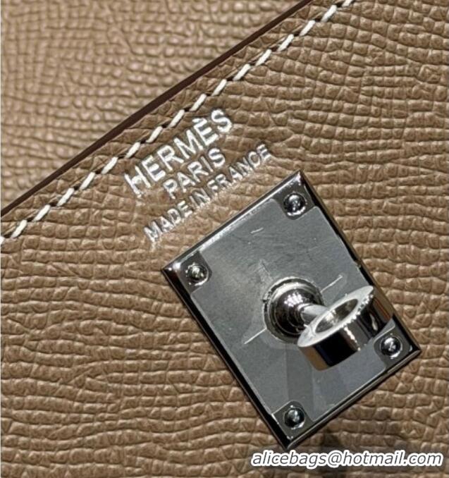 Market Sells Hermes Kelly Epsom Bag 25cm in Cow Leather H0414 Elephant Grey/Silver 2026 (Half Handmade)