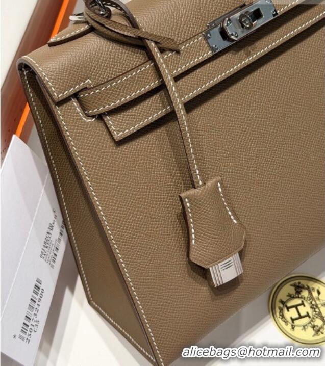 Market Sells Hermes Kelly Epsom Bag 25cm in Cow Leather H0414 Elephant Grey/Silver 2026 (Half Handmade)