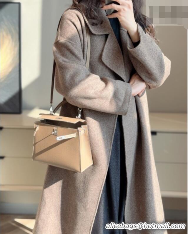 Market Sells Hermes Kelly Epsom Bag 25cm in Cow Leather H0414 Elephant Grey/Silver 2026 (Half Handmade)