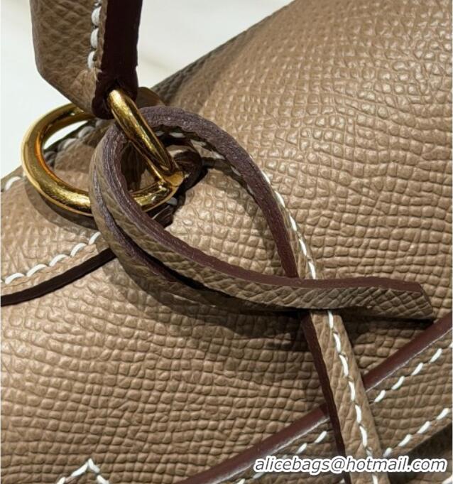 Spot Bulk Hermes Kelly Epsom Bag 25cm in Cow Leather H0414 Elephant Grey/Gold 2026 (Half Handmade)