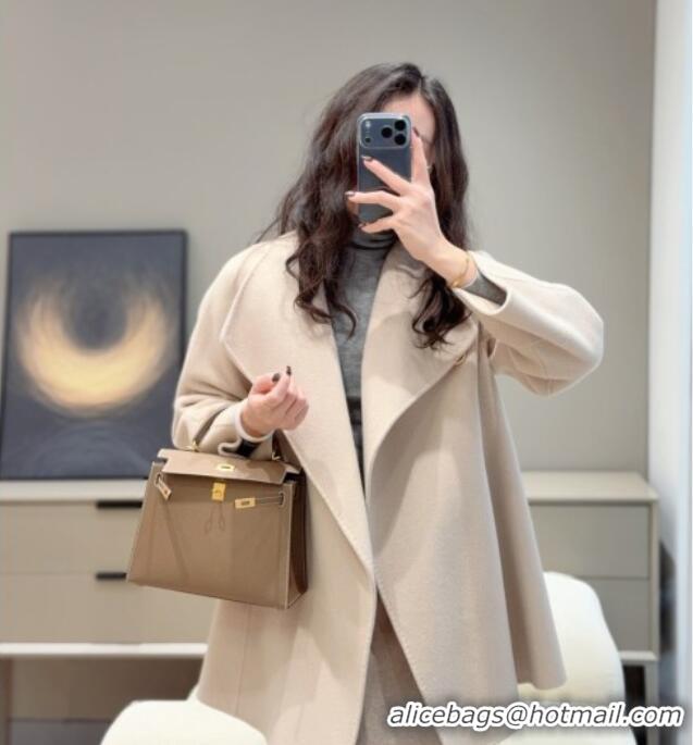 Spot Bulk Hermes Kelly Epsom Bag 25cm in Cow Leather H0414 Elephant Grey/Gold 2026 (Half Handmade)