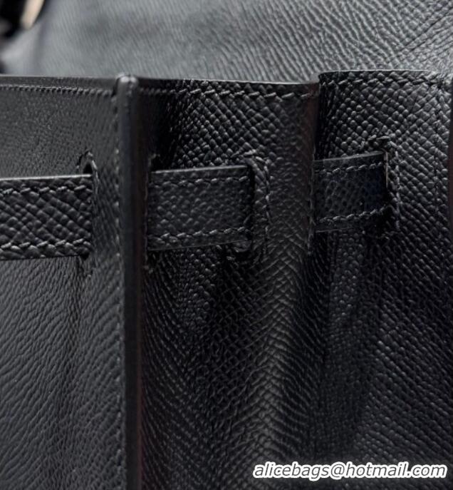 Classic Specials Hermes Kelly Epsom Bag 25cm in Cow Leather H0414 Black/Silver 2026 (Half Handmade)
