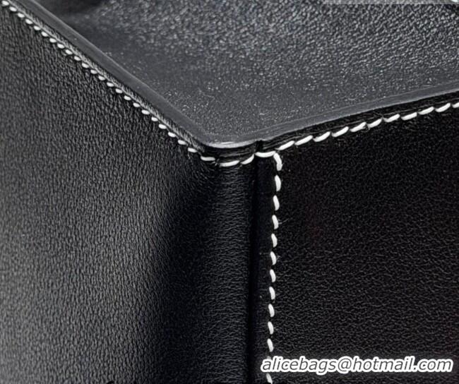 Cheap Hermes Kelly Pochette Swift Bag 22cm in Cow Leather H0414 Black/White Stitching 2026 (Half Handmade)