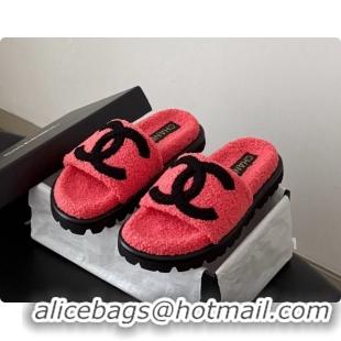 Grade Quality Chanel Fluffy Slide Sandals CH091007 Watermelon Red 2026