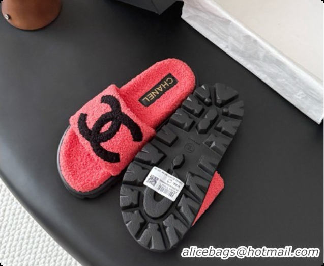 Grade Quality Chanel Fluffy Slide Sandals CH091007 Watermelon Red 2026