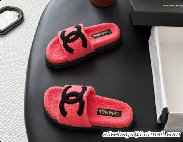 Grade Quality Chanel Fluffy Slide Sandals CH091007 Watermelon Red 2026