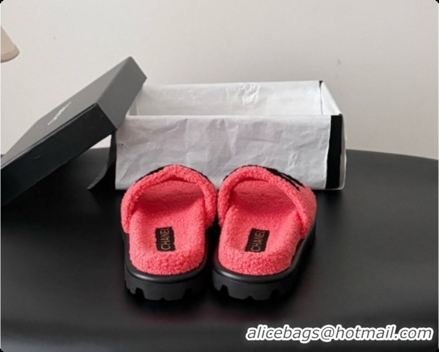 Grade Quality Chanel Fluffy Slide Sandals CH091007 Watermelon Red 2026