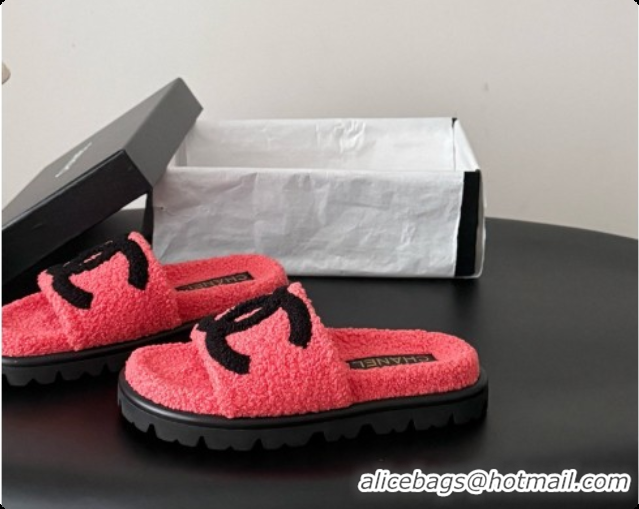 Grade Quality Chanel Fluffy Slide Sandals CH091007 Watermelon Red 2026