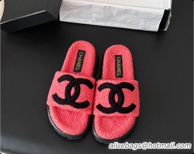 Grade Quality Chanel Fluffy Slide Sandals CH091007 Watermelon Red 2026