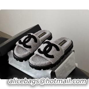 Buy Luxury Chanel Fluffy Slide Sandals CH091008 Grey 2026