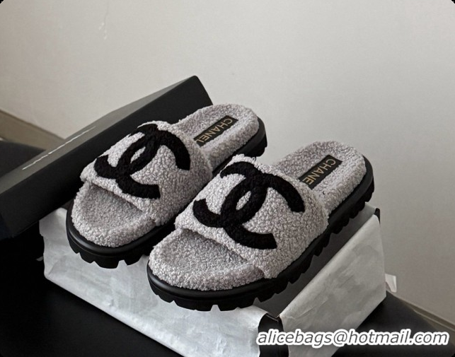 Buy Luxury Chanel Fluffy Slide Sandals CH091008 Grey 2026