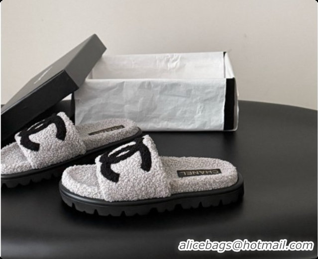 Buy Luxury Chanel Fluffy Slide Sandals CH091008 Grey 2026