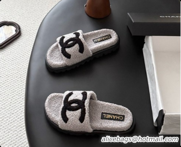Buy Luxury Chanel Fluffy Slide Sandals CH091008 Grey 2026