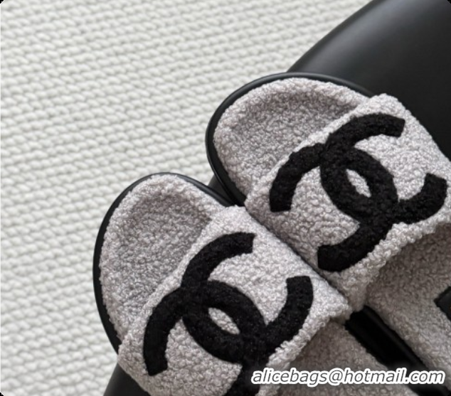 Buy Luxury Chanel Fluffy Slide Sandals CH091008 Grey 2026