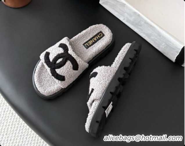 Buy Luxury Chanel Fluffy Slide Sandals CH091008 Grey 2026