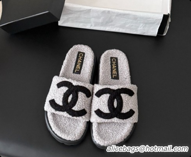 Buy Luxury Chanel Fluffy Slide Sandals CH091008 Grey 2026